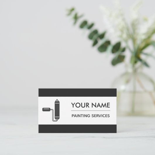 Moderne Schilder Schilder Rolborstel Zwart & Wit Visitekaartje (Staand voorkant)