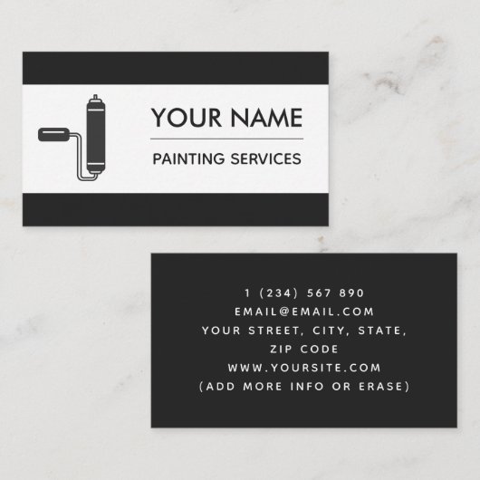 Moderne Schilder Schilder Rolborstel Zwart & Wit Visitekaartje (Voorkant / Achterkant)