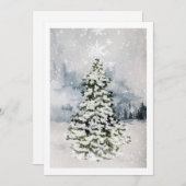 Moderne Schilderachtig kerstboom met bosbessen Feestdagenkaart (Voorkant / Achterkant)