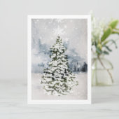 Moderne Schilderachtig kerstboom met bosbessen Feestdagenkaart (Staand voorkant)