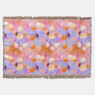 Moderne Schilderachtige Roze Lavendel Bloemen Deken