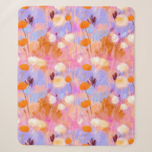 Moderne Schilderachtige Roze Lavendel Bloemen Sherpa Deken