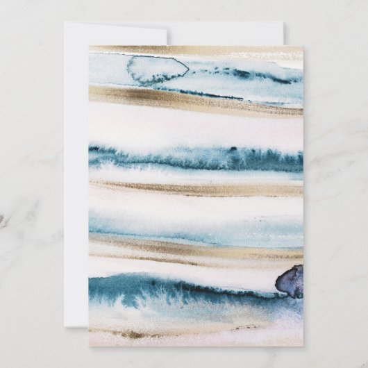 Moderne Schilderachtige Waterverf Bruiloft Save th Kaart (Achterkant)