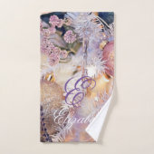 Moderne schilderende kerstbomen Paarse decoraties Bad Handdoek (Handdoek)