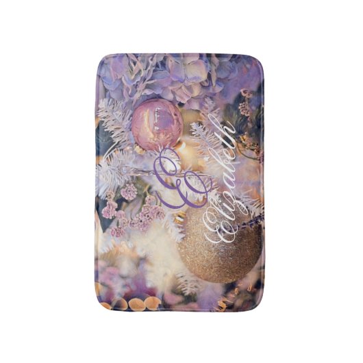 Moderne schilderende kerstbomen Paarse decoraties Badmat (Voorkant Verticaal)