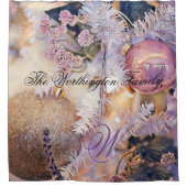 Moderne schilderende kerstbomen Paarse decoraties Douchegordijn (Voorkant)