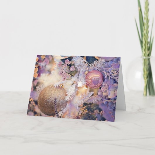 Moderne schilderende kerstbomen Paarse decoraties Kaart (Voorkant)