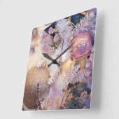 Moderne schilderende kerstbomen Paarse decoraties Vierkante Klok (Hoek)