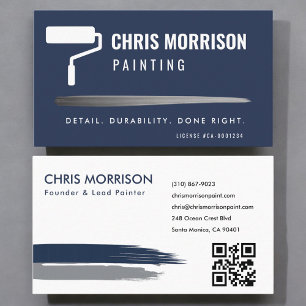 Moderne Schilderij QR Code Marine Blauw Visitekaartje