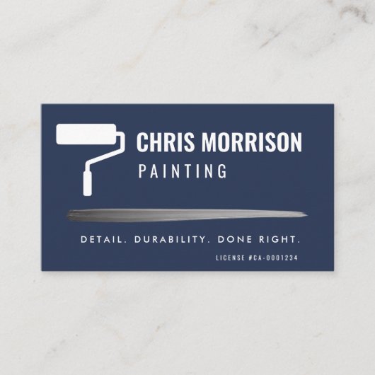 Moderne Schilderij QR Code Marine Blauw Visitekaartje (Voorkant)