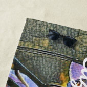 Moderne schildering van een Paarse roze orchidee v Strandlaken (In situ)