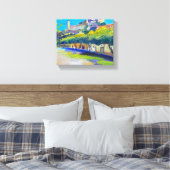 Moderne schilderkunst, landschap, Trenčin stad Canvas Afdruk (Insitu (Slaapkamer))