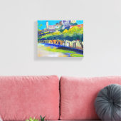 Moderne schilderkunst, landschap, Trenčin stad Canvas Afdruk (Insitu (Woonkamer))