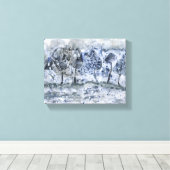 Moderne schilderkunst, winterbos canvas afdruk (Insitu (Houten vloer))
