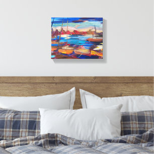 Moderne schilderkunst, zee sanset canvas afdruk