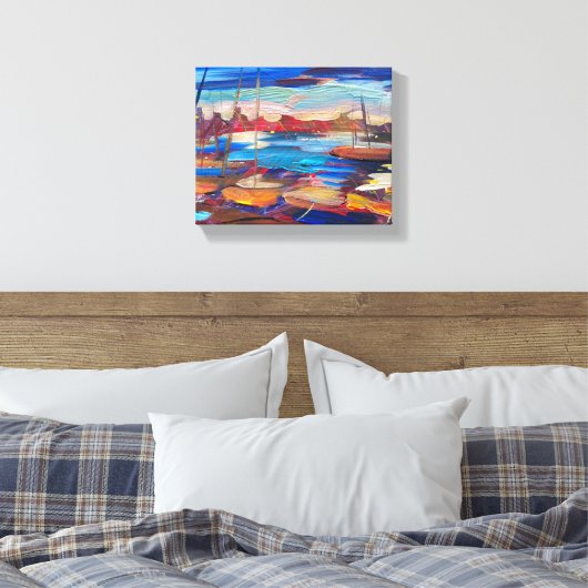 Moderne schilderkunst, zee sanset canvas afdruk (Insitu (Slaapkamer))