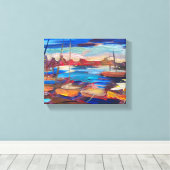Moderne schilderkunst, zee sanset canvas afdruk (Insitu (Houten vloer))