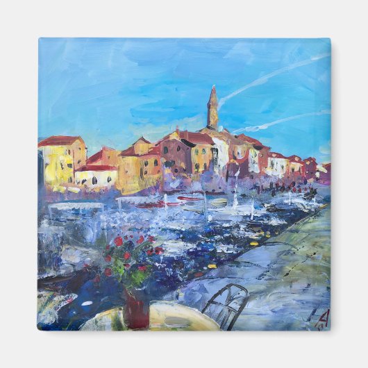 Moderne schilderkunst zomer Rovinj in Kroatië Magneet (Voorkant)