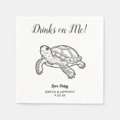 Moderne schildpad-huwelijk cocktail servetten  (Voorkant)
