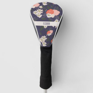 Moderne schildpadden in perzikroze en marineblauw golfheadcover