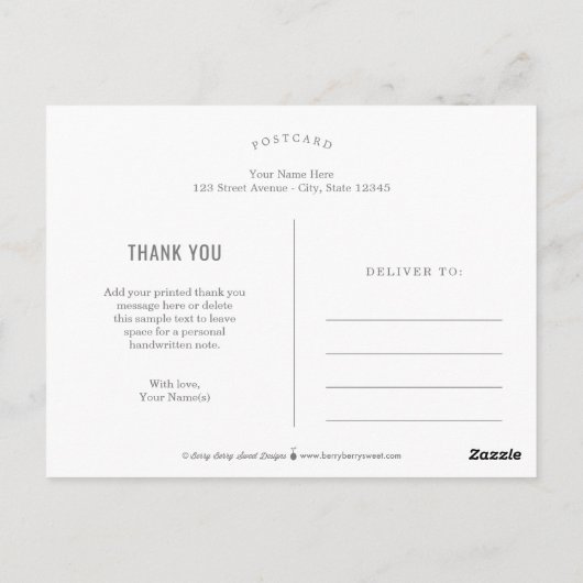 Moderne, schone bewerkbare kleur Dank u Briefkaart (Achterkant)