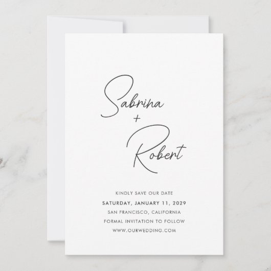 Moderne Schone Bruiloft Save The Date (Voorkant)
