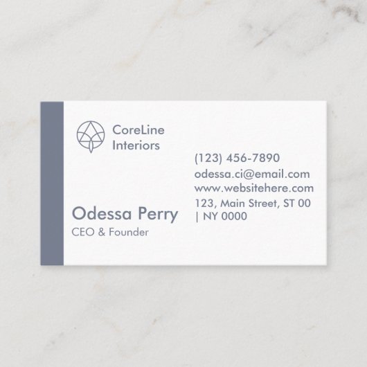 Moderne Schone Geometrische Marine Grijs Regeling  Visitekaartje (Voorkant)