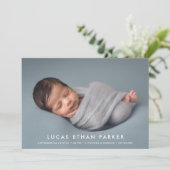 Moderne schone grote foto geboorte aankondiging (Staand voorkant)