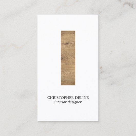 Moderne, schone houtrepe interieurontwerper visitekaartje (Voorkant)