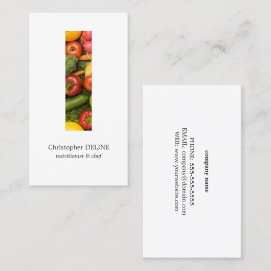 Moderne schone kleurrijke groenten voedingsdeskund visitekaartje (Voorkant / Achterkant)
