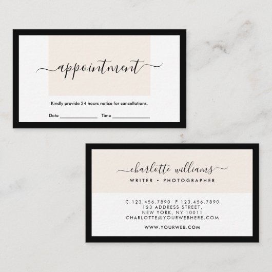 Moderne Schone lay-out Chic-kalligrafie Benoeming Visitekaartje (Voorkant / Achterkant)