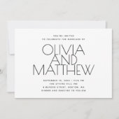 Moderne schone minimalistische bruiloft + QR code  Kaart (Voorkant)