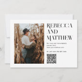 Moderne schone minimalistische foto bruiloft + QR  Kaart (Achterkant)