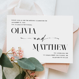 Moderne schone minimalistische foto bruiloft + QR  Kaart