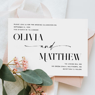 Moderne schone minimalistische foto bruiloft + QR  Kaart