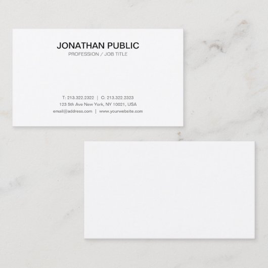Moderne Schone Plain Professioneel Verfijnd Visitekaartje (Voorkant / Achterkant)