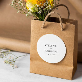 Moderne schone tijdloze bruiloft ronde sticker