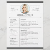 Moderne Schone Witte & Grijze Fotobaan CV Flyer (Voorkant)