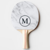 Moderne Schone Witte Marmeren Monogram Tafeltennisbatje (Achterkant)