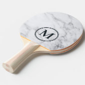 Moderne Schone Witte Marmeren Monogram Tafeltennisbatje (Voorkant Gekanteld)