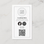 Moderne Schone Witte QR Code Zakelijke Sociale Med Visitekaartje (Voorkant)