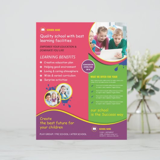 Moderne School Admission Flyer Sjabloon (Staand voorkant)