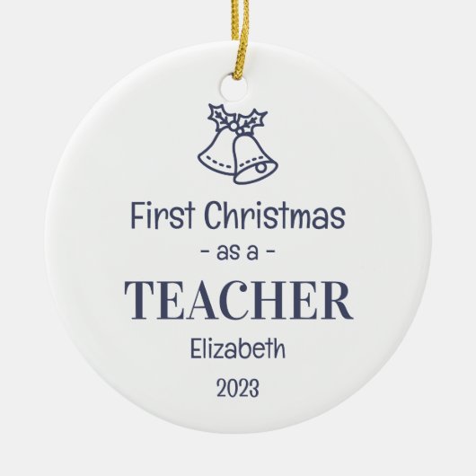 Moderne School leraar 1e Kerstmis Naam Keramisch Ornament (Voorkant)