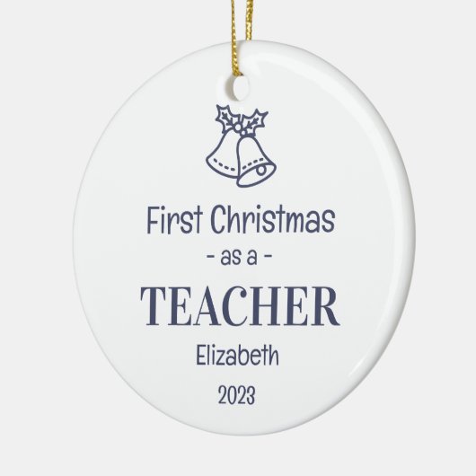 Moderne School leraar 1e Kerstmis Naam Keramisch Ornament (Links)