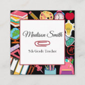 Moderne schoolbenodigdheden Docent bijles Kleurrij Vierkante Visitekaartje (Voorkant)