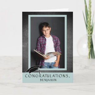 Moderne schoolbord felicitatie afstudeerfoto kaart
