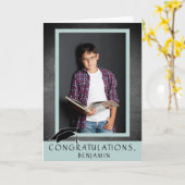 Moderne schoolbord felicitatie afstudeerfoto kaart (Gele Bloem)