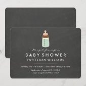Moderne schoolbord & fles baby shower uitnodiging (Voorkant / Achterkant)