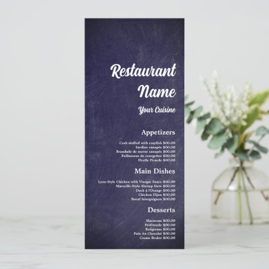 Moderne schoolbord, restaurant slanke vorm menu (Staand voorkant)