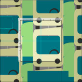 Moderne schoolbus educatief patroon stof (Delen)